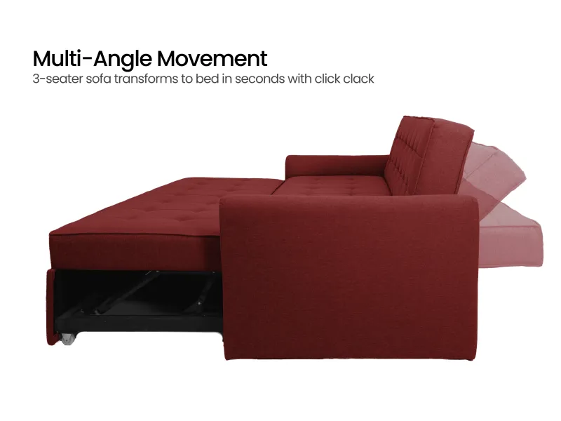 Zenith Sofa Cum Bed in Rustic Ruby